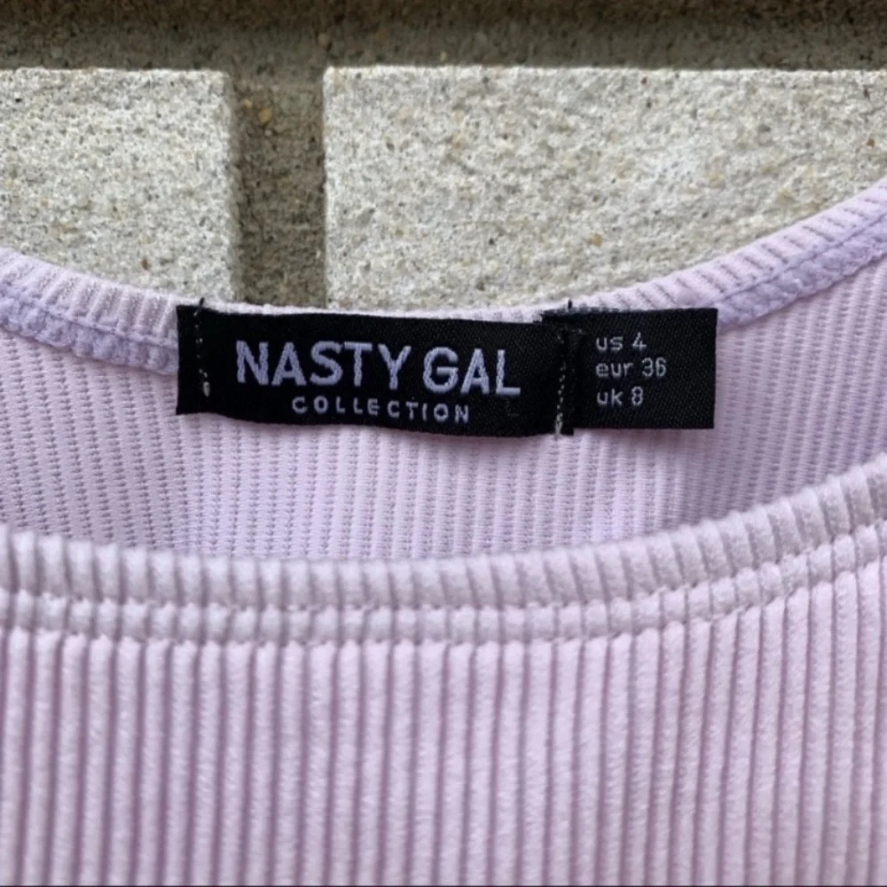 Nasty Gal Lavender Ribbed Two Piece Bikini Tank Top High Cut Bottoms 4 Y2K
